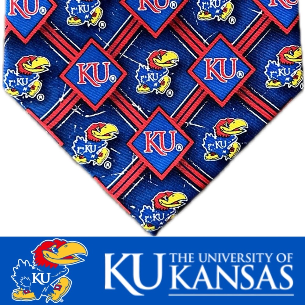 👔🌀NEW KU Jayhawks Silk Tie / Necktie University of Kansas Rock Chalk Jayhawks